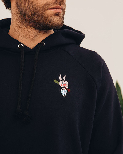 Толстовка с капюшоном "Винни-пух" (хлопок 70% полиэстер 30% черный XL) 