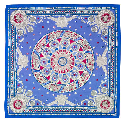 Платок "Ампир" (шелк 100% (саржа) голубой 90х90) 