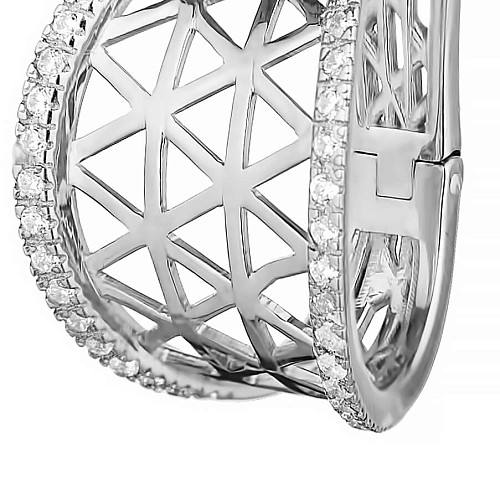 Серьги "Башня"  родий, фианит 