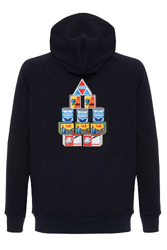 Толстовка с капюшоном "Про-питание" (хлопок 70% полиэстер 30% синий L) 