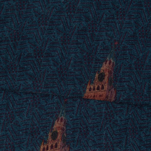 Шарф "Башни Кремля" Звезды (шерсть 100%. синий. звезды 40х195см.) 