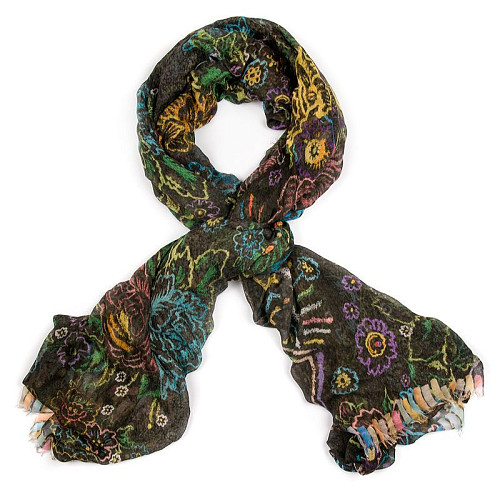 Шаль "Мелки" (модал 90% кашемир 10% черный красный синий 140х180) 