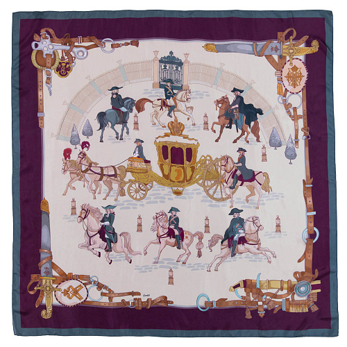 Платок "Царский выезд" (шелк 100% бежевый 120х120) 