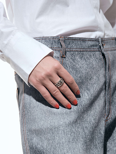 Серьги "Конструктивизм"  родий, топаз 