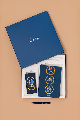 Подарочный набор "Спортсмены" (аккумулятор, ежедневник и ручка синий) 