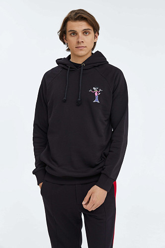 Толстовка с капюшоном "Ну, погоди" (хлопок 70% полиэстер 30% черный XXL) 