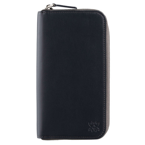 Портмоне на молнии "Монограмма" женское (200х105х20 телячья кожа серый) 