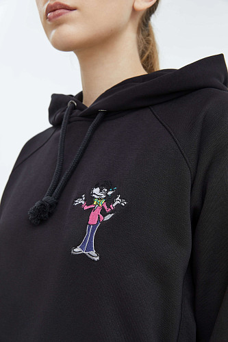 Толстовка с капюшоном "Ну, погоди" (хлопок 70% полиэстер 30% черный XXL) 