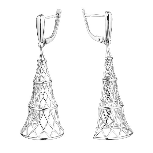 Серьги "Башня" родий 