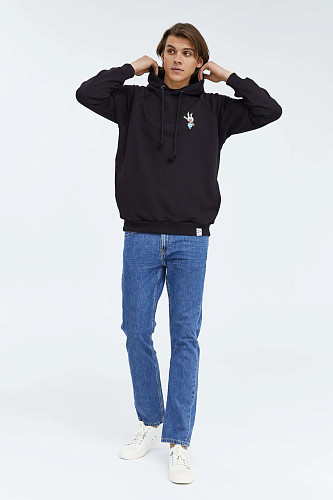 Толстовка с капюшоном "Винни-пух" (хлопок 70% полиэстер 30% черный XL) 