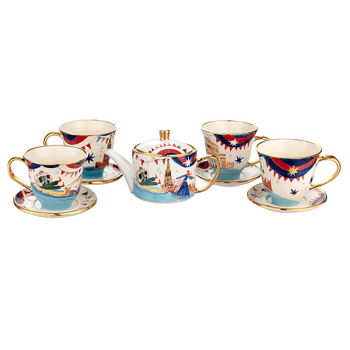 Сервиз "Праздничные гуляния"  (керамика белый 9 предметов) 