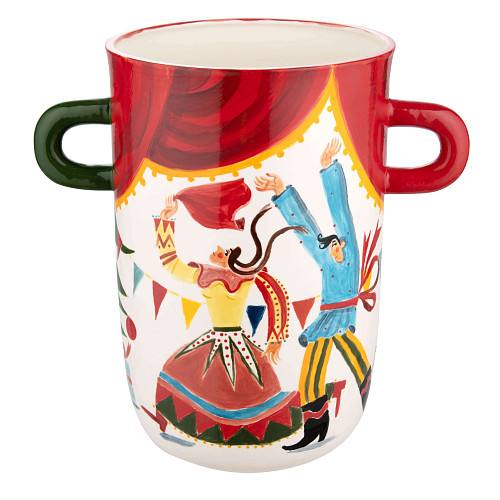 Ваза с ручками "Праздничные гуляния" (керамика, цветной) 