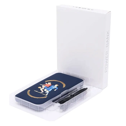 Внешний аккумулятор "Спортсмены" (пластик синий Ancor Plus с рельефным изображением) 