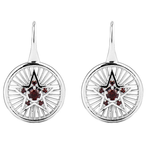 Серьги "Сокровища подземелья" родий, гранат 