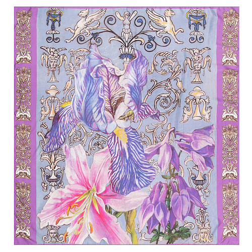 Платок "Ренессанс" (шелк 100% бежевый, розовый, сиреневый 120х120) 