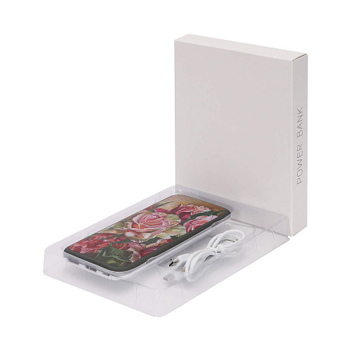 Внешний аккумулятор "Розы" (пластик зеленый розовый 72 × 157 × 12 мм. гладкий) 