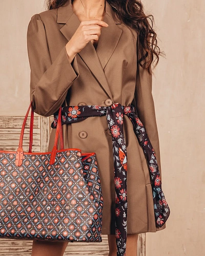 Сумка-шопер "Сюзане" (кожа черный красный 56х29х14) 