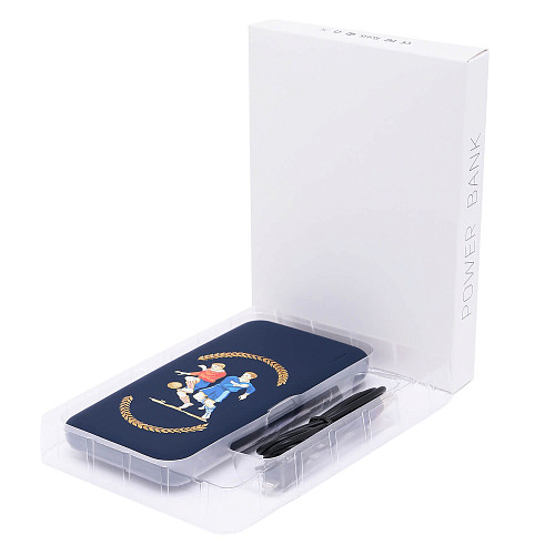 Внешний аккумулятор "Спортсмены" (пластик синий Luce с рельефным изображением) 