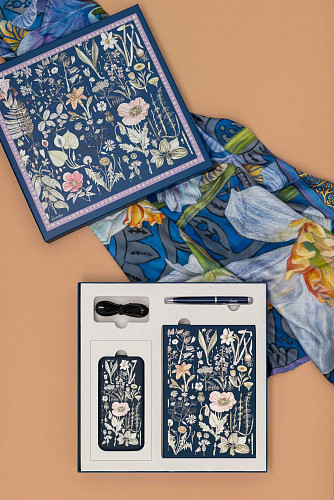 Подарочный набор "Гербарий" (аккумулятор, ежедневник и ручка синий) 