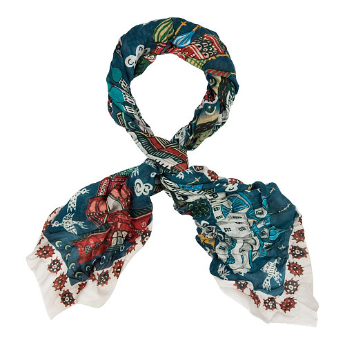 Шаль "Золотое кольцо" (модал 90% кашемир 10% синий 135х175) 