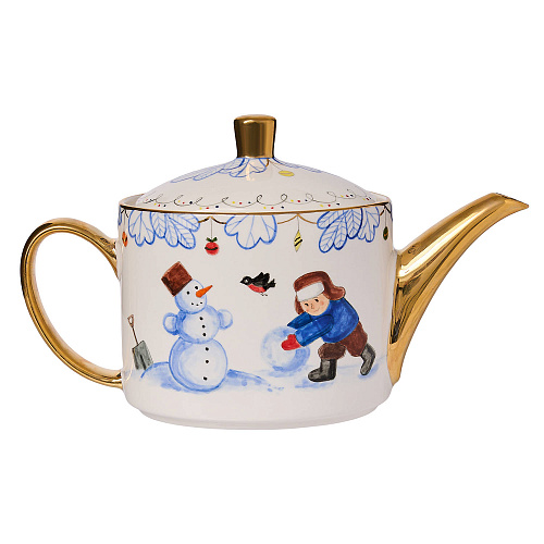 Чайник "Детская комната" (керамика, зимний, белый) 