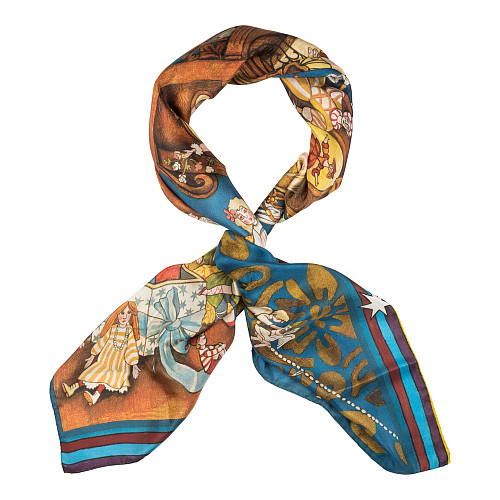 Платок "Щелкунчик" (шелк 100% синий 120х120) 