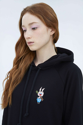 Толстовка с капюшоном "Винни-пух" (хлопок 70% полиэстер 30% черный XL) 