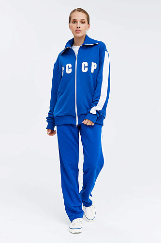 Костюм олимпийка/брюки "СССР" (хлопок 70% полиэстер 30% синий L) 