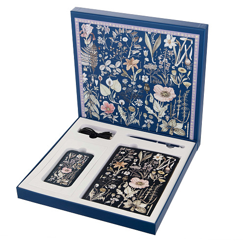 Подарочный набор "Гербарий" (аккумулятор, ежедневник и ручка синий) 